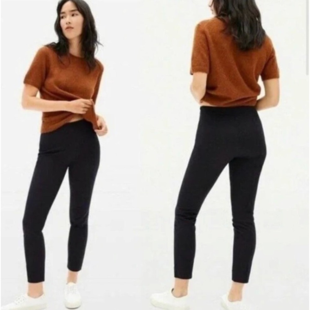 Everlane Pants Womens 2 Black The Side Zip Stretch Cotton Ankle Skinny Preppy